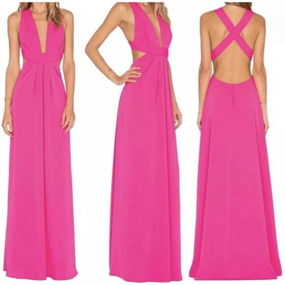 JILL STUART Deep V Gown in Gossip pink, Sz 2, $328 B26 - Picture 1 of 9